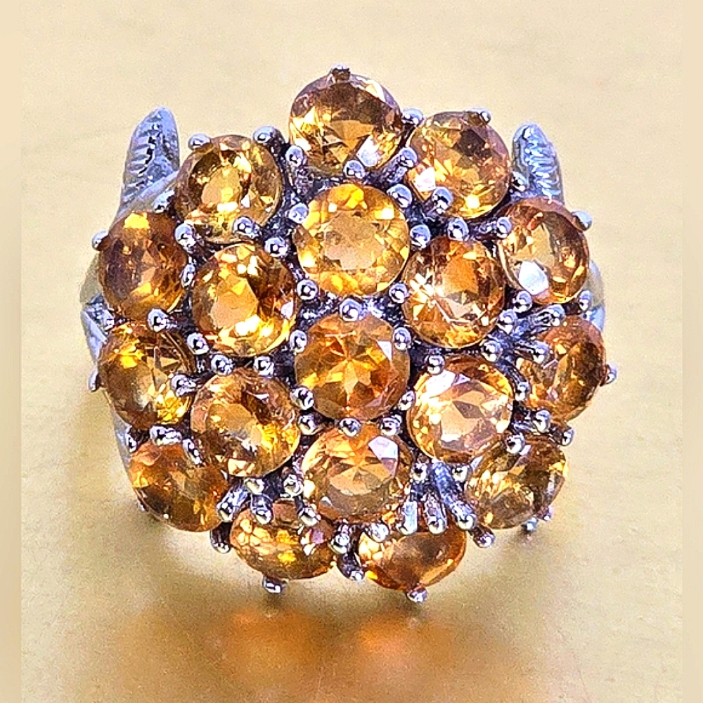 925 Sterling Silver Ring Sz 8.5 with Natural Citrine Gemstone